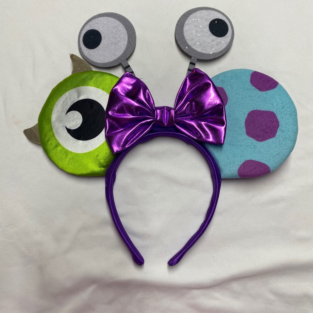Disney Monsters Inc Mike and Sulley Headband Disguise Purple Bow Mickey ears